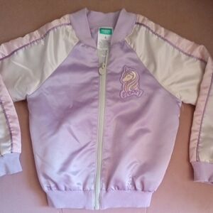 365 Kids Lavender Unicorn Bomber Jacket Size 4T PRE-OWNED